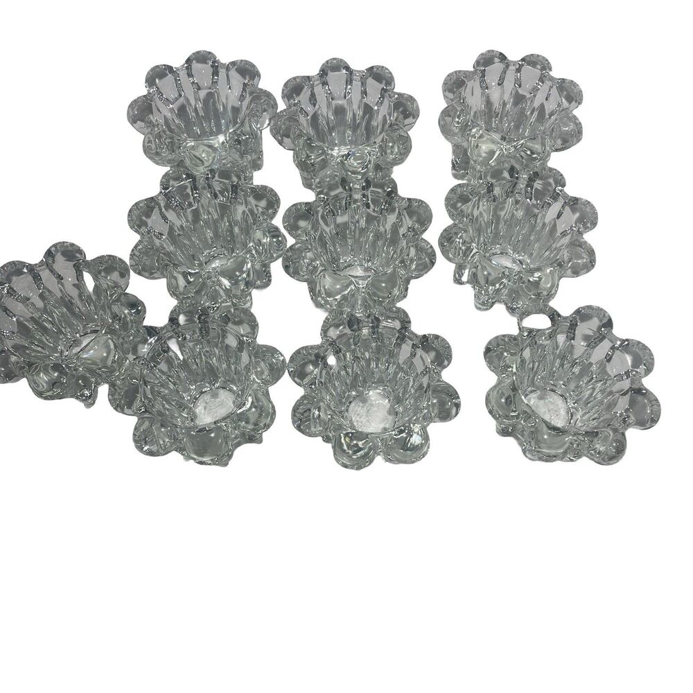 Set of 10 Candle Stick Holders KIG Crystal Clear Beaded Glass Made in Indonesia